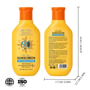 DR·WWP SPF 90 PA+++ Whitening Sunscreen Lotion - Vitamin C & Hyaluronic Acid Face & Body Sunblock (200ml) private label