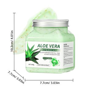Aloe Vera Face & Body Scrub, 500g Natural Exfoliating Scrub for Dead Skin Removal, Gentle Exfoliator for Brightening, Smoothing & Softening Dull Skin