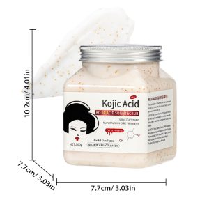 Kojic Acid Sugar Body Scrub 500g | Natural Brightening Exfoliator with Vitamin C,E & Collagen for Dark Spots & Hyperpigmentation, All Skin Types
