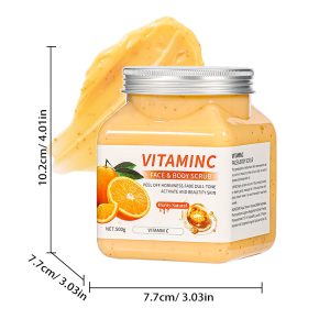 Natural Vitamin C Orange Face & Body Scrub 500g | Gentle Exfoliator Remove Dead Skin, Fade Dull Tone Brightening Moisturizing Full Body Care