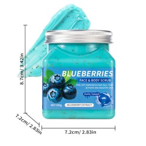 Blueberry Face & Body Scrub, 350g Natural Exfoliating Scrub for Dead Skin Removal, Gentle Exfoliator for Brightening, Smoothing & Anti-Oxidant Skin Care