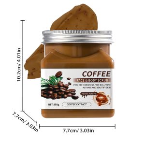 Coffee Face & Body Scrub, 350g Natural Exfoliating Scrub for Dead Skin Removal, Gentle Exfoliator for Anti-Cellulite, Brightening & Smoothing Skin