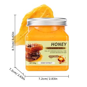 Honey Face & Body Scrub, 350g Natural Exfoliating Scrub for Dead Skin Removal, Gentle Exfoliator for Nourishing, Brightening & Smoothing Dull Skin