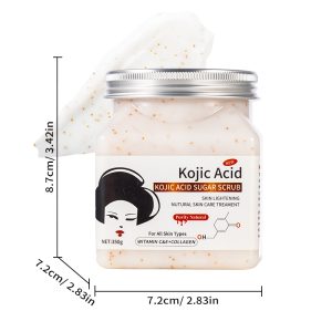 Kojic Acid Sugar Body Scrub 350g | Natural Brightening Exfoliator with Vitamin C,E & Collagen for Dark Spots & Hyperpigmentation, All Skin Types