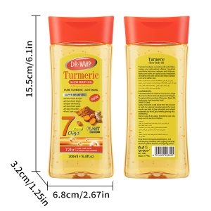 DR.WWP Turmeric Glow Body Oil - 7 Days Fast Whitening & 72hr Super Moisturizing (200ml)
