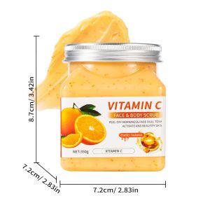 Natural Vitamin C Orange Face & Body Scrub 350g | Gentle Exfoliator Remove Dead Skin, Fade Dull Tone Brightening Moisturizing Full Body Care