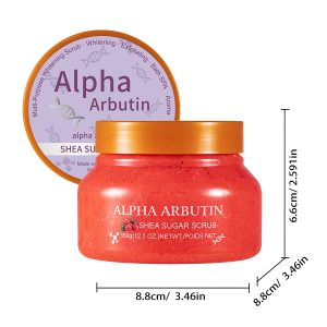 Alpha Arbutin Shea Sugar Body Scrub 350g | Whitening Exfoliating Sugar Scrub OEM Private Label Factory Wholesale