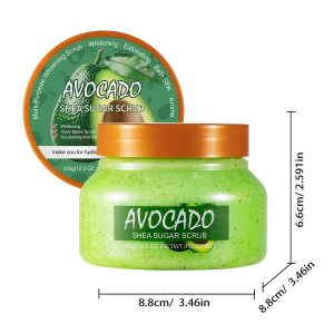 Avocado Shea Sugar Body Scrub 350g | Nourishing Exfoliating Whitening Scrub OEM Private Label Factory Wholesale
