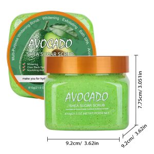 Avocado Shea Sugar Body Scrub 610g | Nourishing Exfoliating Whitening Scrub OEM Private Label Factory Wholesale