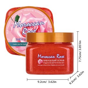 Moroccan Rose Shea Sugar Body Scrub 610g | Floral Brightening Exfoliating Moisturizing Scrub OEM Private Label Wholesale