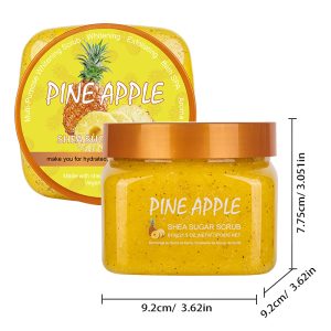Pineapple Shea Sugar Body Scrub 610g | Vegan Fruit Exfoliating Brightening Moisture Scrub OEM Private Label Wholesale
