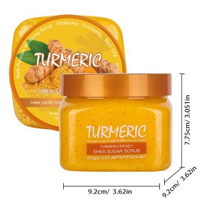 Turmeric Honey Shea Sugar Body Scrub 610g | Anti Inflammatory Brightening Dark Spot Exfoliating Scrub OEM Private Label Wholesale