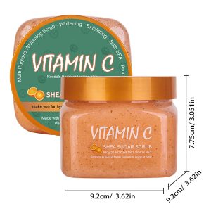 Vitamin C Shea Sugar Body Scrub 610g | Antioxidant Brightening Dark Spot Exfoliating Scrub OEM Private Label Wholesale