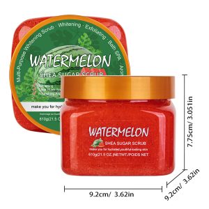 Watermelon Shea Sugar Body Scrub 610g | Hydrating Brightening Exfoliating Scrub OEM Private Label Wholesale